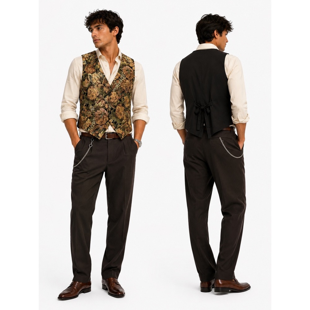 Baxter & Wells Vest Mens Medium Multi Color Floral Tapestry Brocade Waistcoat
